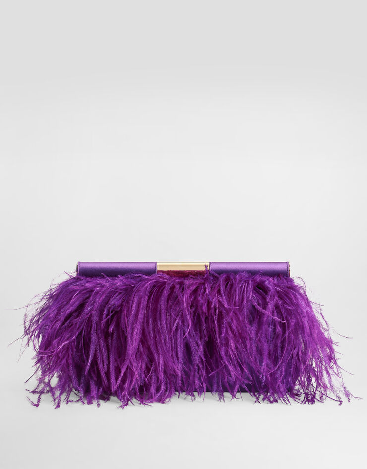 Dolce & Gabbana Marlene satin and feather shoulder bag Purple BB7672AO216