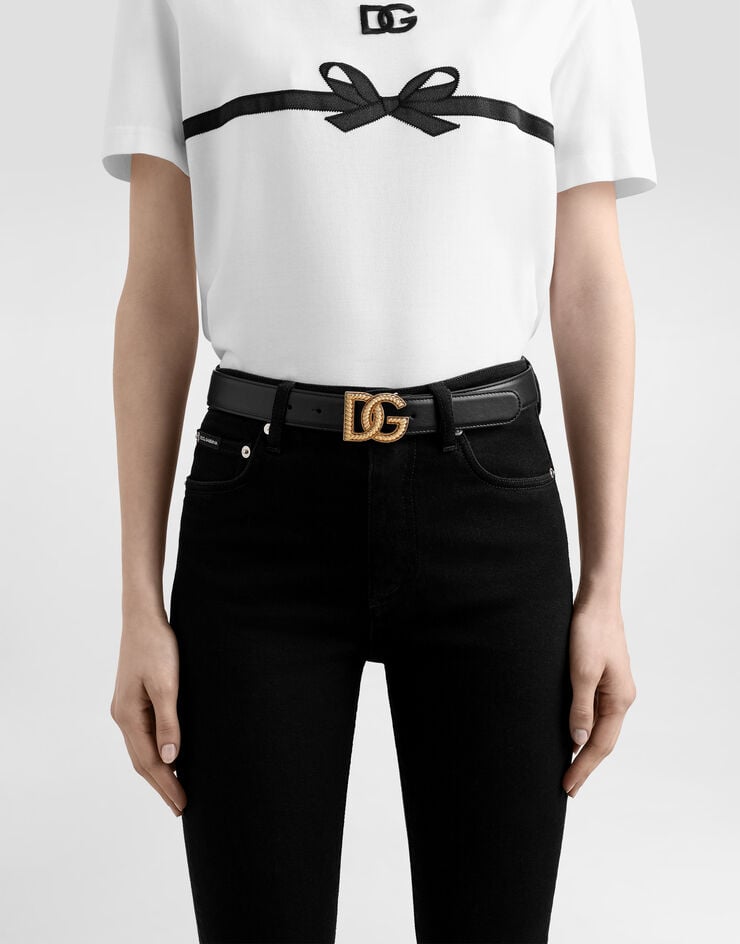 Dolce & Gabbana Ceinture à logo DG Noir BE1663AV956