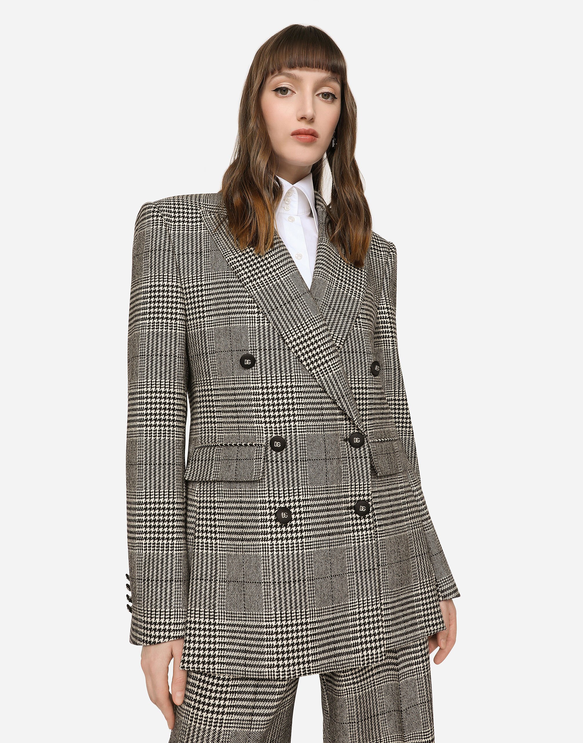 Glen plaid jacket with vents in Multicolor for Women Dolce Gabbana