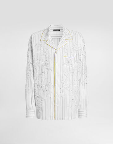 Dolce & Gabbana Cotton and silk vanity shirt with embroidery Multicolor G5OL9ZGK188