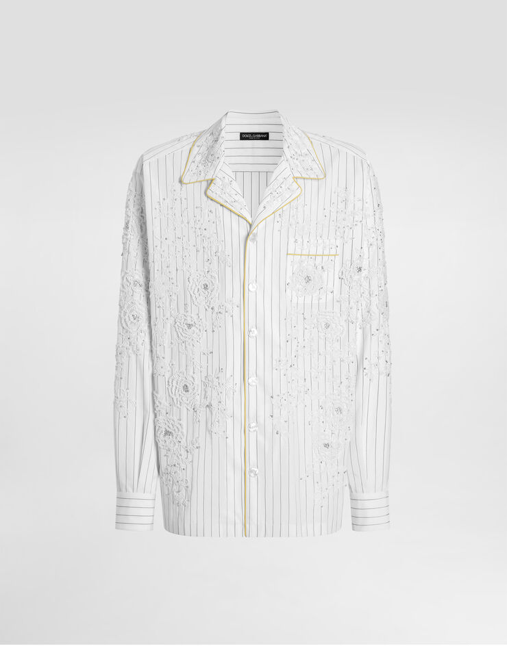 Dolce & Gabbana Cotton and silk vanity shirt with embroidery Multicolor G5OL9ZGK188