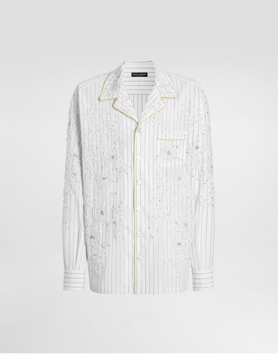 Cotton and silk vanity shirt with embroidery