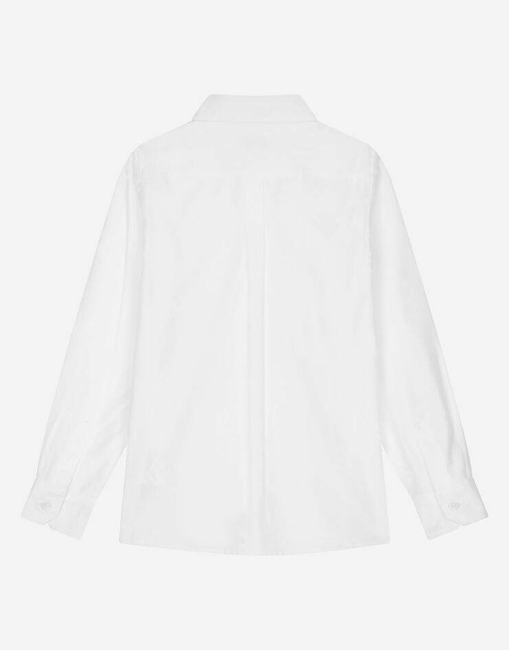 DolceGabbanaSpa Camicia manica lunga in popeline con logo jacquard White L43S23FJ5GU