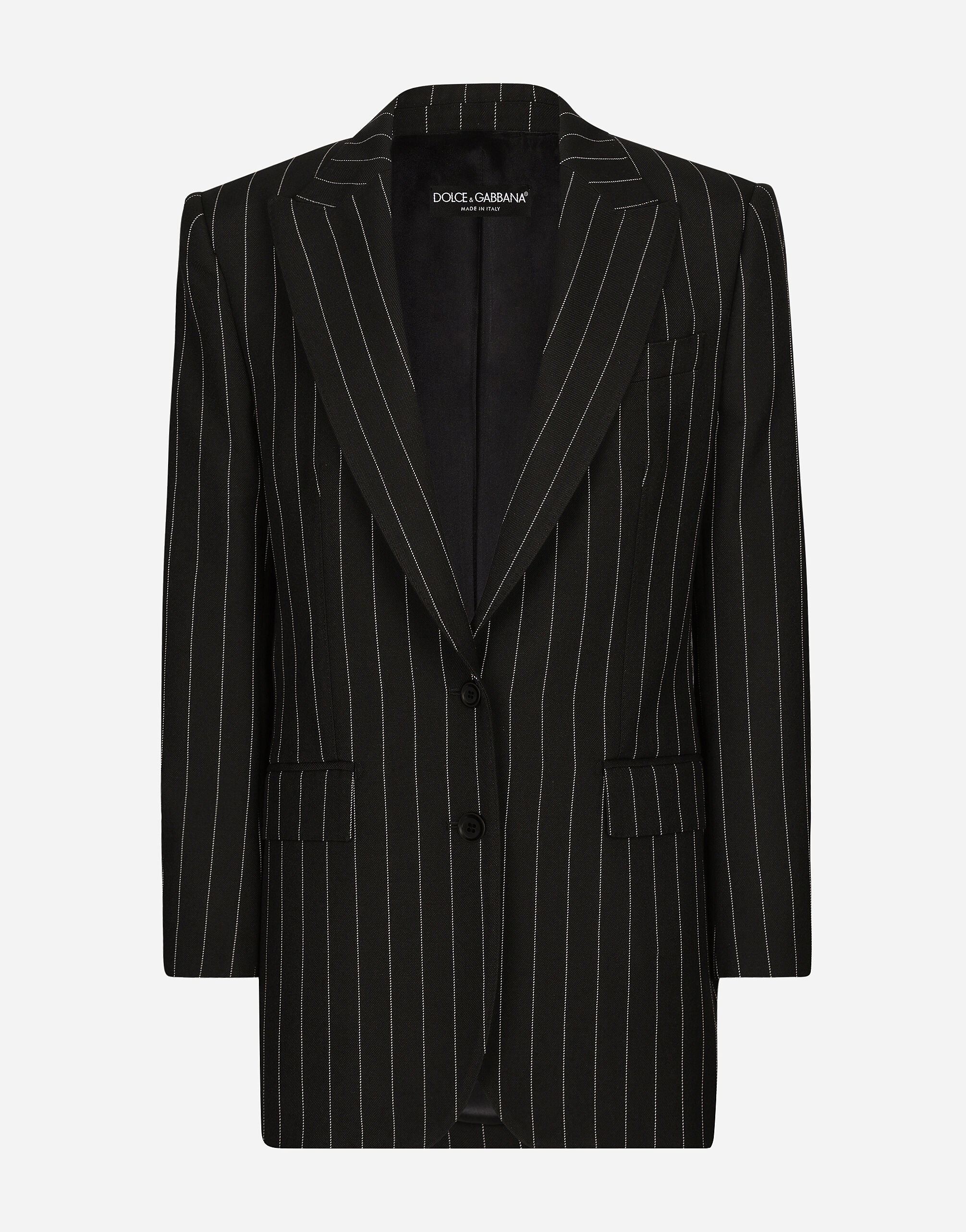 Dolce & Gabbana Single-breasted pinstripe wool jacket Black F6JFFTMLRAB