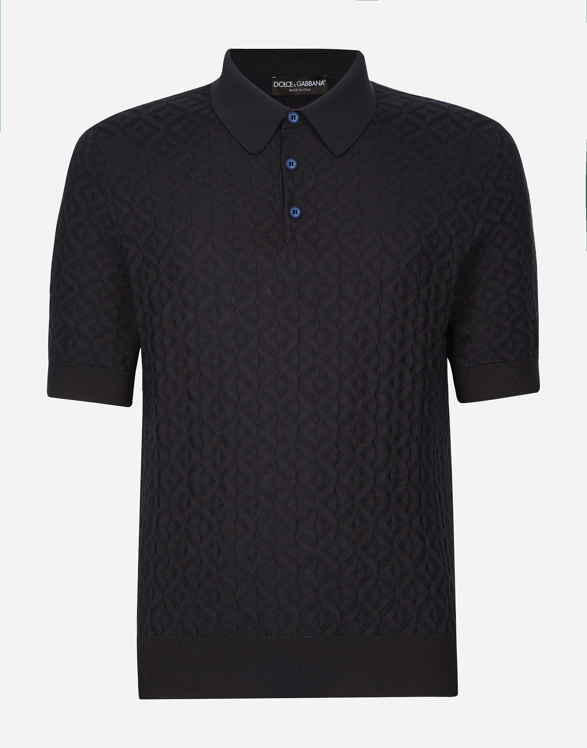 Dolce & Gabbana Short-sleeved silk polo-shirt Blue GXX02ZJCVT9