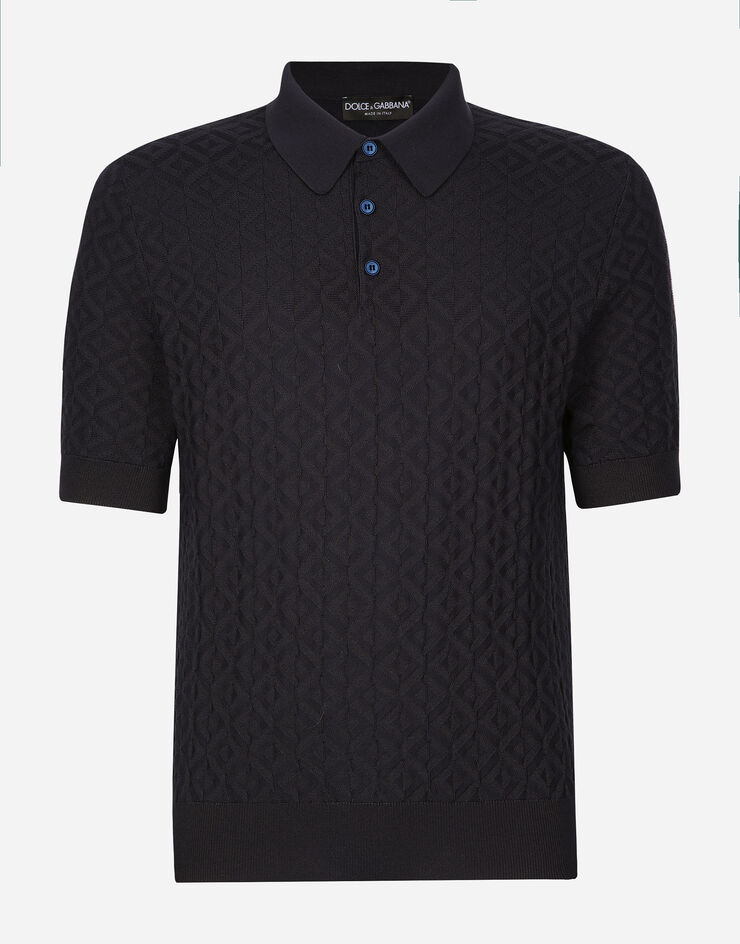 Dolce & Gabbana 真丝短袖 Polo 衫 蓝 GXZ15TJASU4