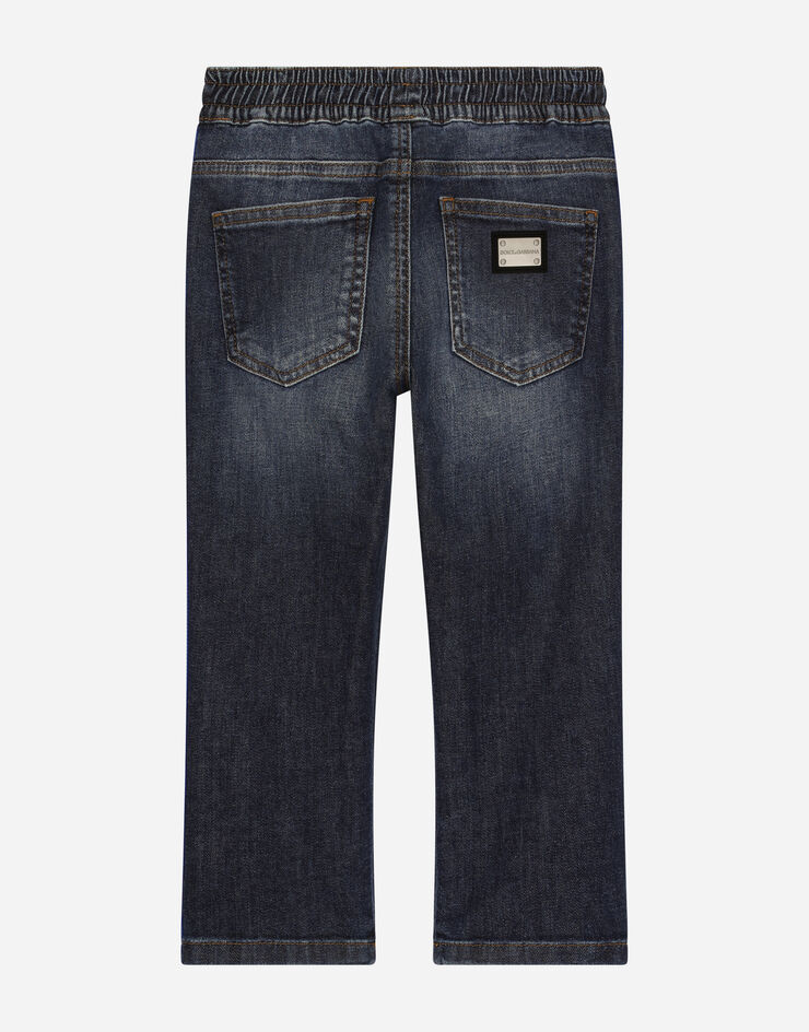 Regular-fit blue wash jeans with DG-logo band in Multicolor for