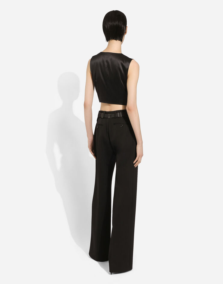 Dolce&Gabbana Chaleco corto en paño de lana Negro F790BTFU21E