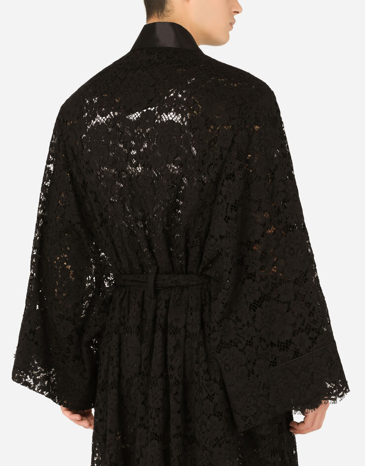 Dolce & Gabbana Robe de chambre en dentelle Noir G032CTHLMEA