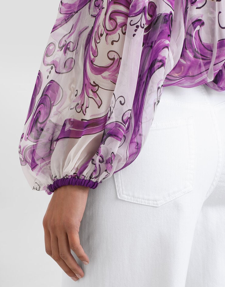Dolce & Gabbana Majolica-print silk chiffon top Multicolor F72G7THI1T4