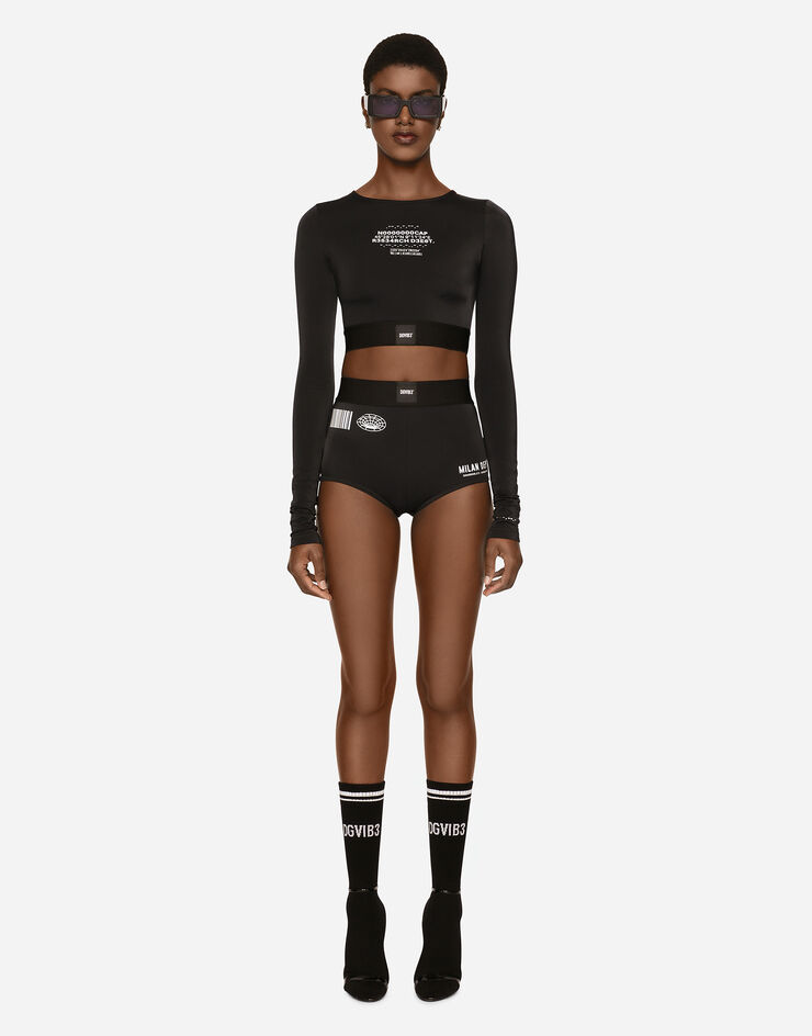 Dolce & Gabbana Spandex jersey high-waisted panties with elasticated band DGVIB3 Nero FT002TG7K6W