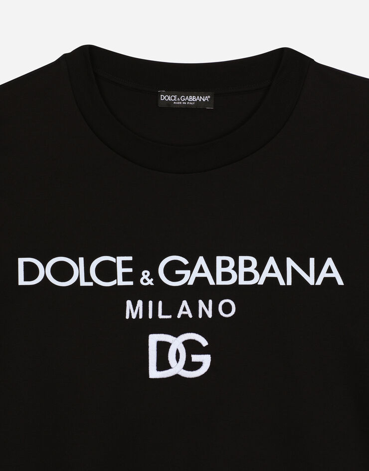 Dolce & Gabbana Футболка из джерси с флокированным принтом логотипа черный F8O48ZG7E2I