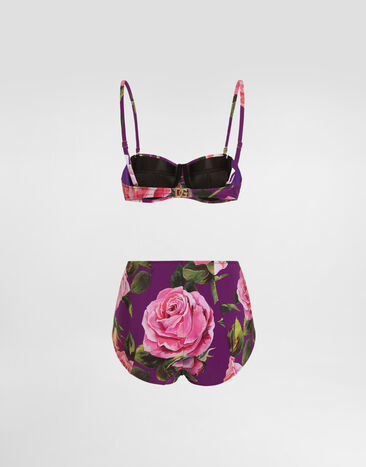 Dolce & Gabbana Rose-print balconette bikini top and high-waisted bottoms Print O8A27JFSG9Q