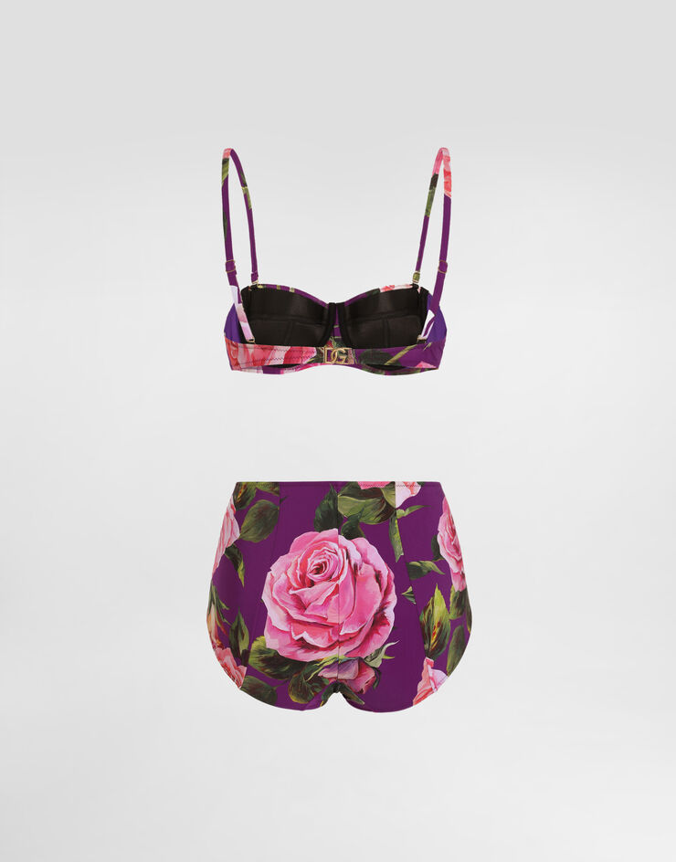 Dolce & Gabbana Rose-print balconette bikini top and high-waisted bottoms Print O8A27JFSG9Q
