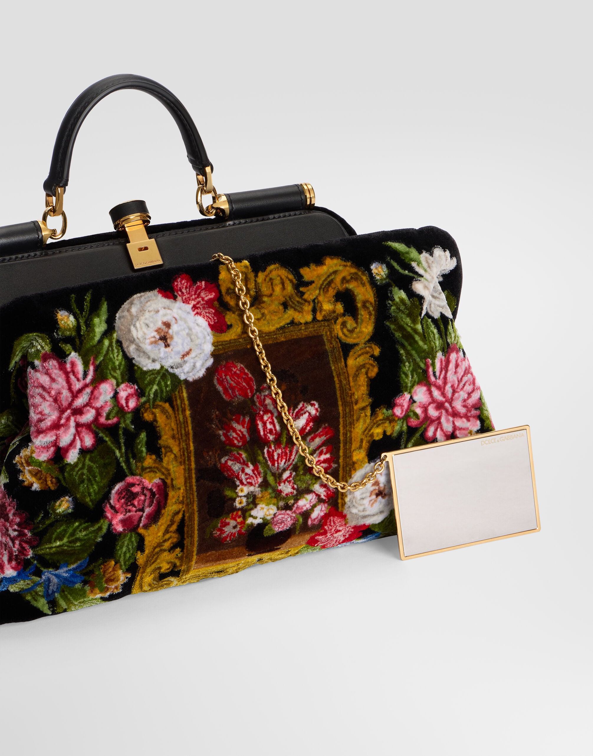 Large Grandma handbag in velvet stitch embroidery