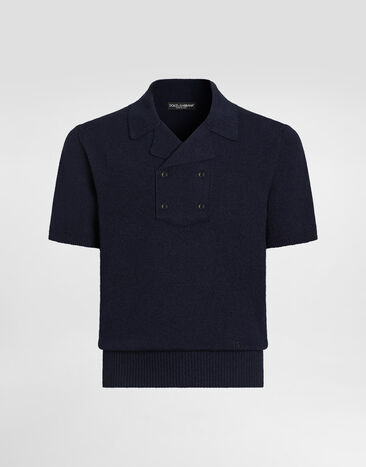 Dolce & Gabbana قميص بولو من مزيج قطن وكتان Blue GXZB1ZJGMGX
