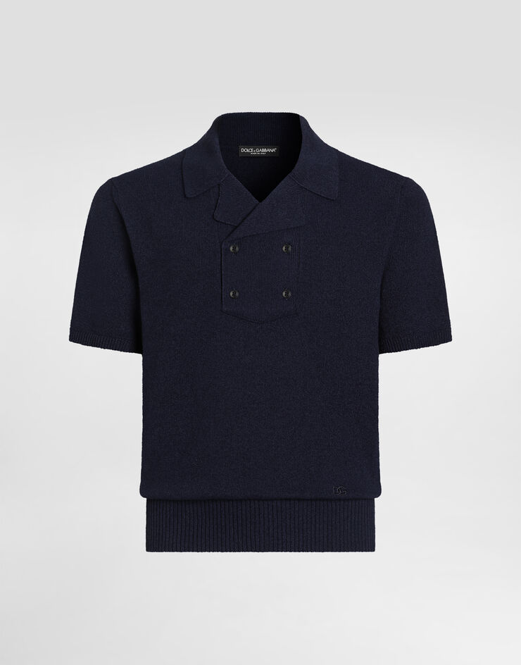 Dolce & Gabbana قميص بولو من مزيج قطن وكتان Blue GXZB1ZJGMGX
