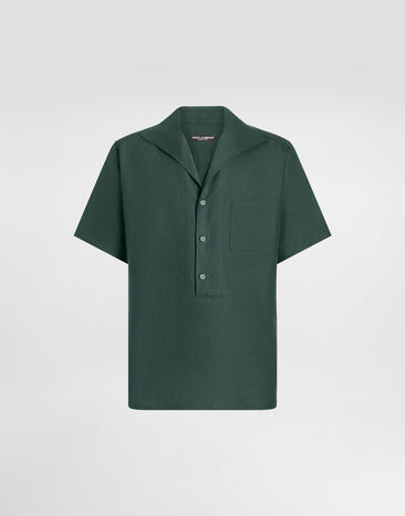 Dolce & Gabbana Three-button short-sleeved linen shirt Multicolor G5MX5TFSA5W