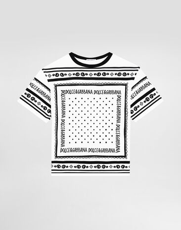 Dolce & Gabbana Jersey T-shirt with bandanna print Blue L4JTHVII7FT