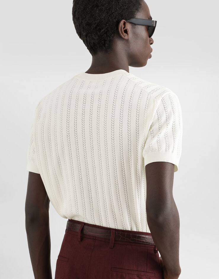 Dolce & Gabbana Fine-gauge cotton knit pullover White GXX03ZJBCJV