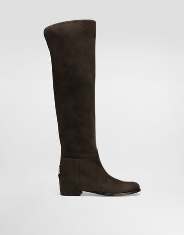 Dolce & Gabbana حذاء بوت من جلد سويدي بني CU1217A1275