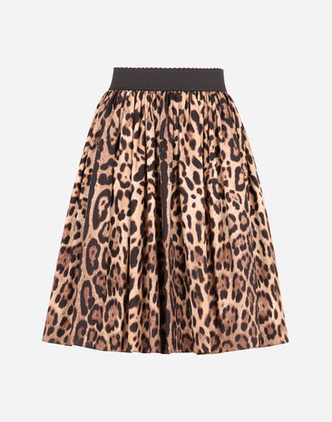 Dolce & Gabbana Falda plato de popelina estampado leopardo Multicolor F4BO0THS5E3