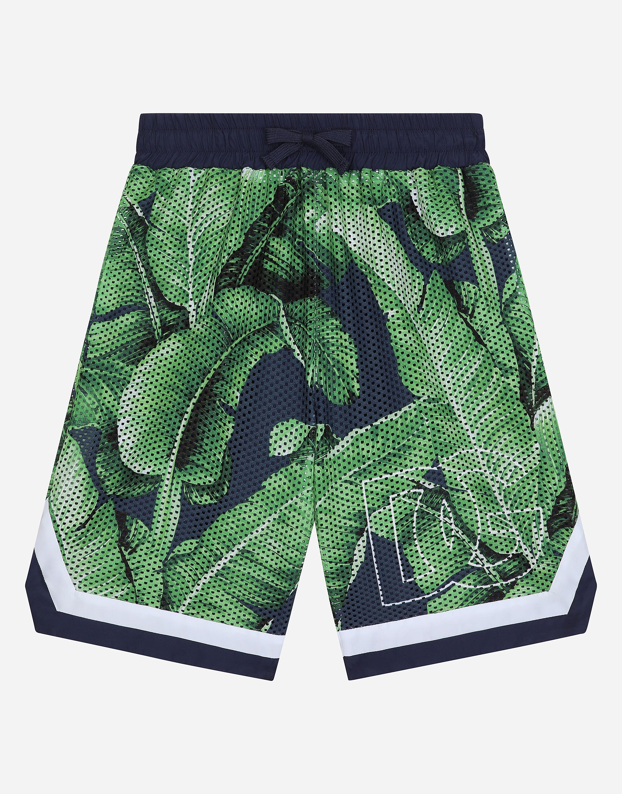 Dolce & Gabbana Mesh shorts with banana tree print Verde L4JQR1G7M4R