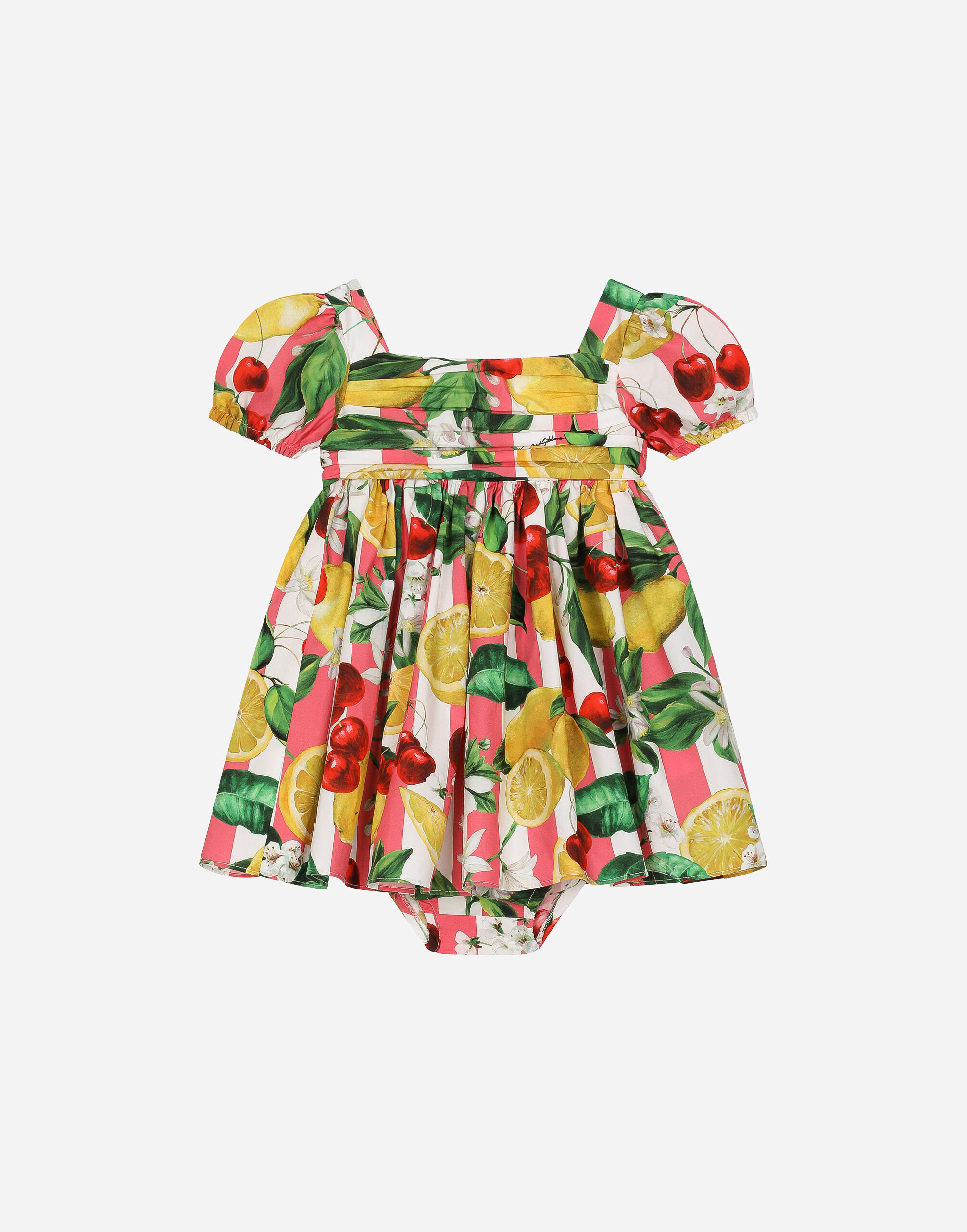 Dolce & Gabbana Robe avec bloomer en popeline à imprimé citrons et cerises Imprimé L23DI5HS5Q9