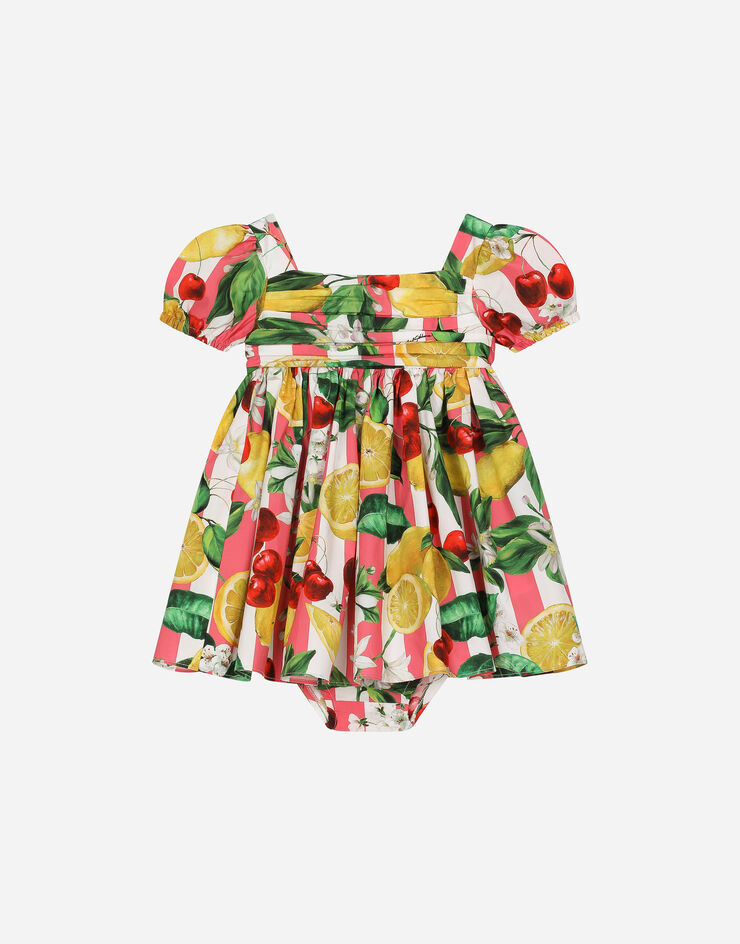 Dolce & Gabbana Vestido con culotte de popelina con estampado de limones y cerezas Imprima L23DV5HS5Q7