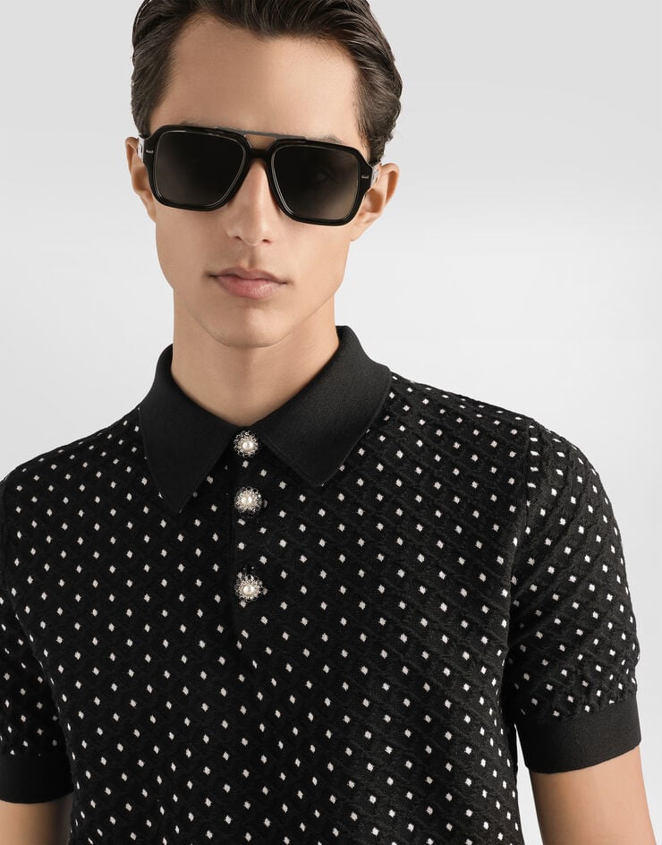 Dolce & Gabbana Micro-dot stitch polo shirt Multicolor GXZ02ZJGMFB