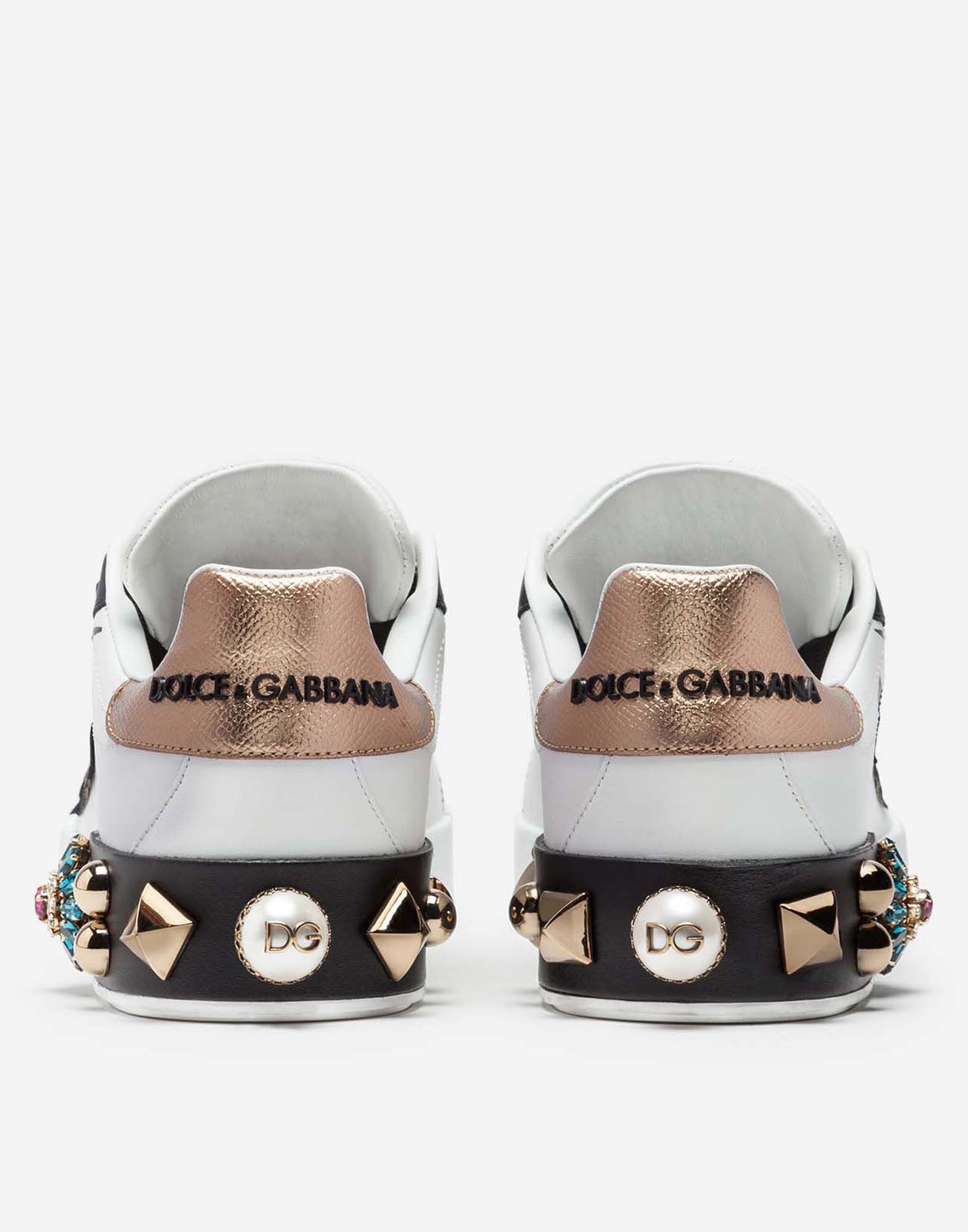 Printed nappa calfskin Portofino sneakers with embroidery