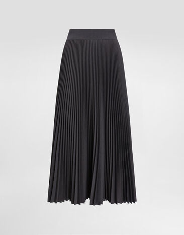 Dolce & Gabbana تنورة دائرية صوف بطول للربلة بليسيه رمادي F4C1HTFUZDQ