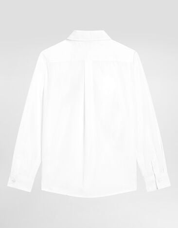 Dolce & Gabbana Camisa de popelina con bordado  White L43S92G7PMG