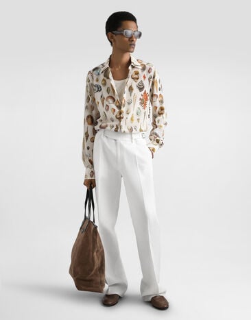 Dolce & Gabbana Camisa Martini de seda con estampado de conchas Multicolor G5MM4THI1ZC