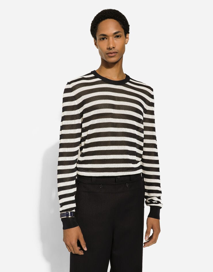 Dolce & Gabbana Striped-print round-neck cotton sweater Multicolor GXX09ZJFMY2