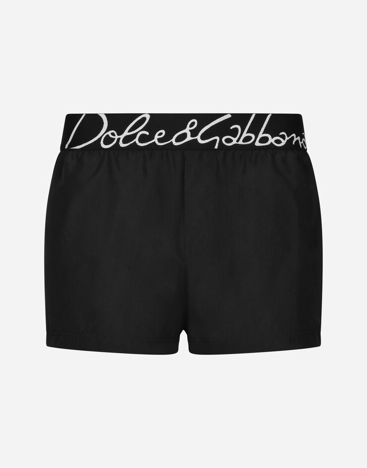 Dolce & Gabbana Short swim trunks with Dolce&Gabbana logo Schwarz M4F27TFUSFW