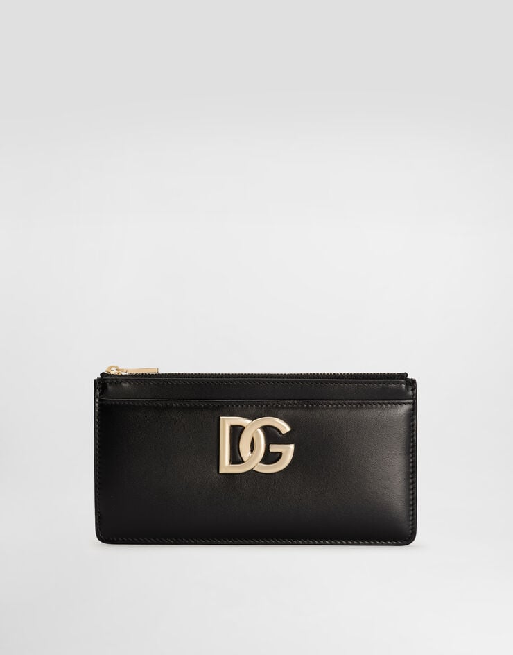 Dolce & Gabbana Large calfskin card holder with DG logo Black BI1265AW576