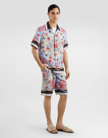 Dolce & Gabbana Shell-print hawaii linen canvas shirt Multicolor G5JH9TFP4NR