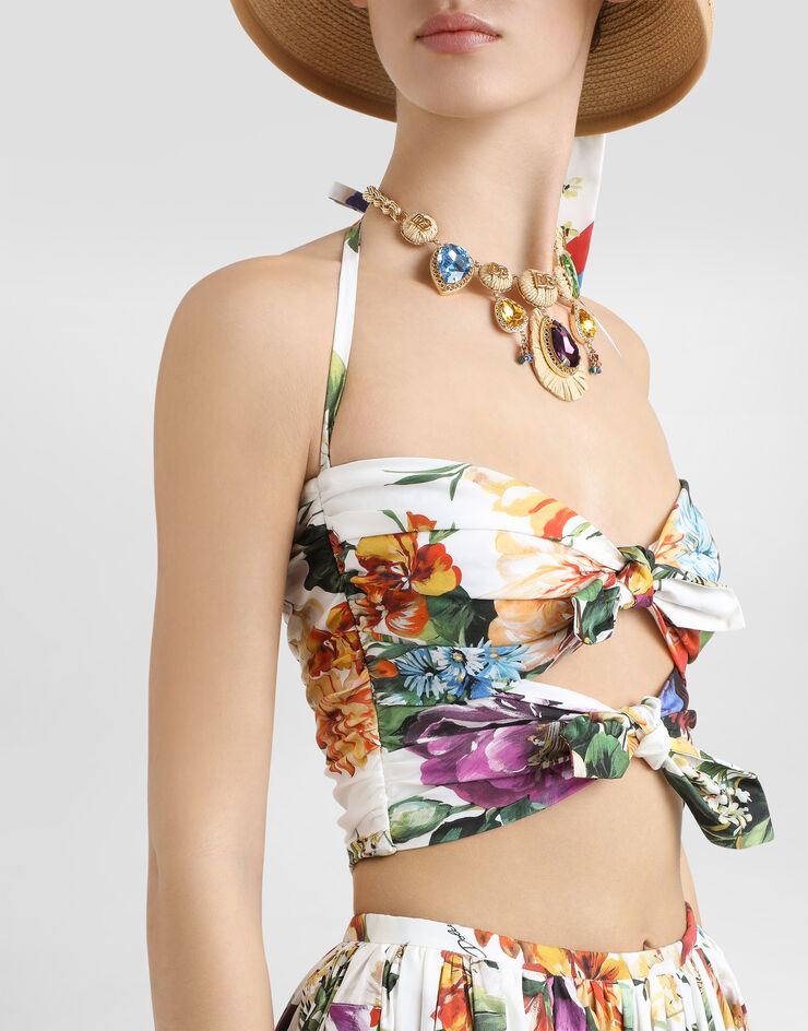 Dolce & Gabbana Flower bouquet-print poplin top Print F7AZ5THS5TR