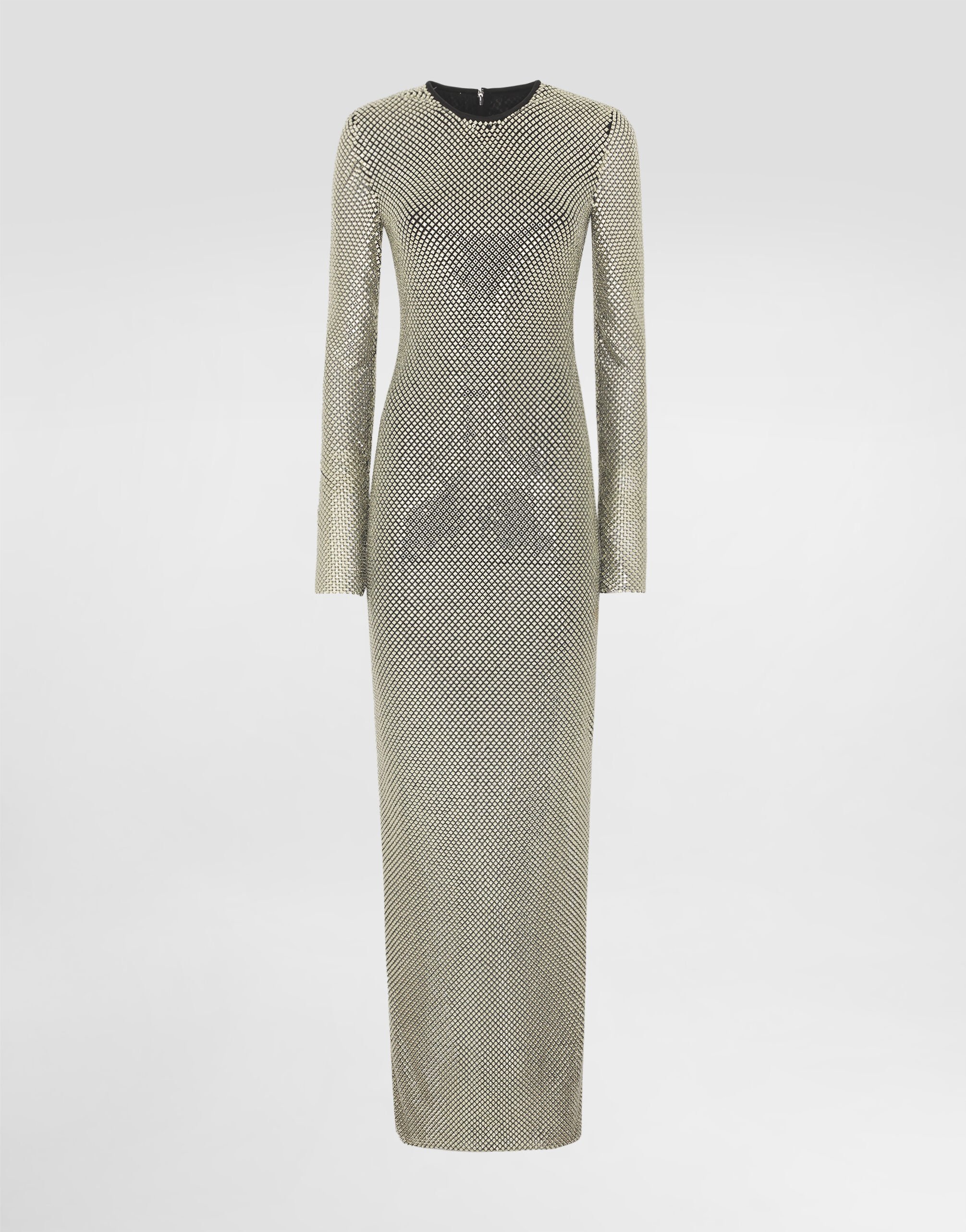 Long crystal mesh dress in Gold for Women | Dolce&Gabbana® US
