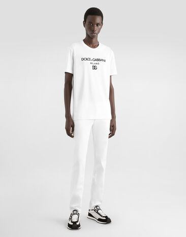 Dolce & Gabbana Cotton T-shirt with DG embroidery White G8PD7ZG7B9X