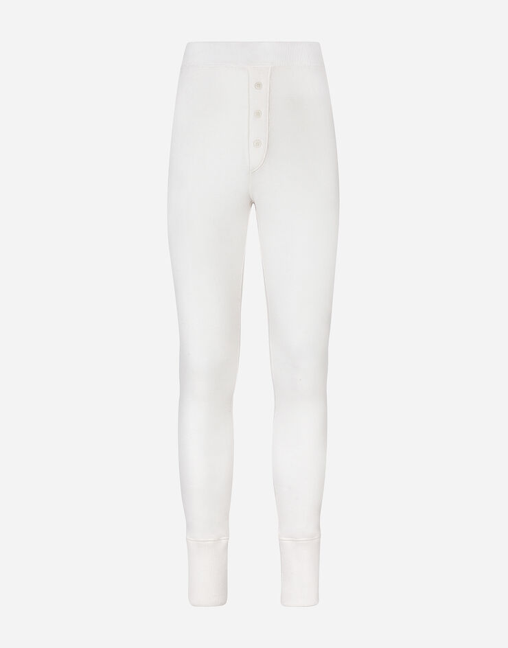 Wool leggings with logo tag in White for