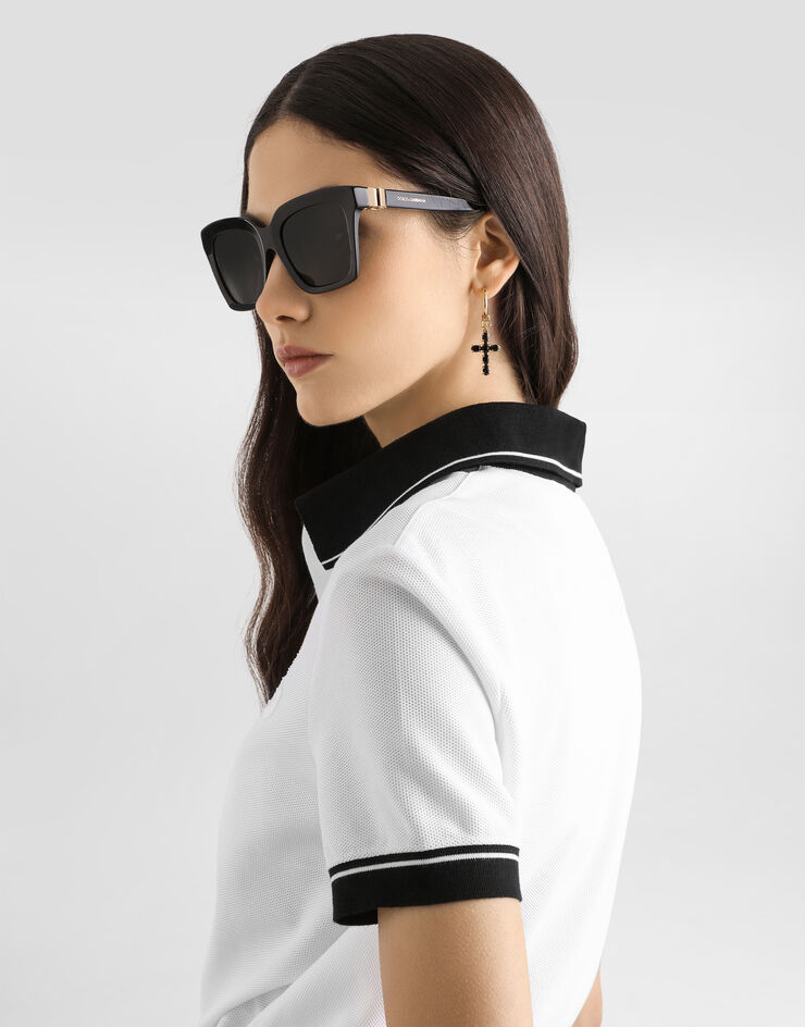 Dolce & Gabbana Polo en piqué avec broderie Blanc F8V33ZGDDMH