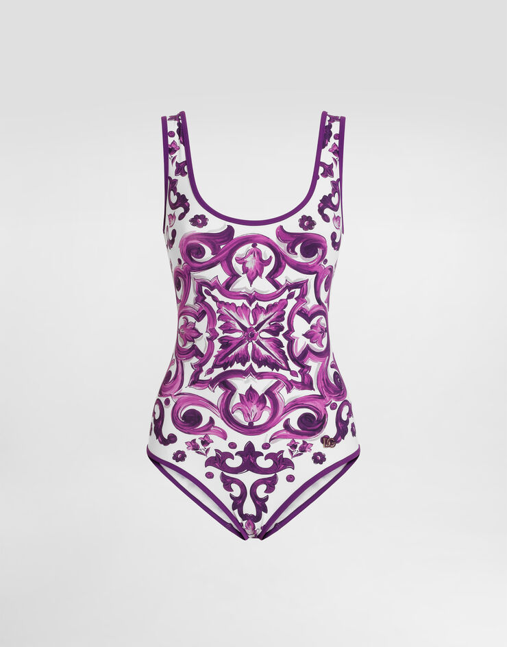 Dolce & Gabbana Majolica-print one-piece swimsuit Multicolor O9A46JONO19