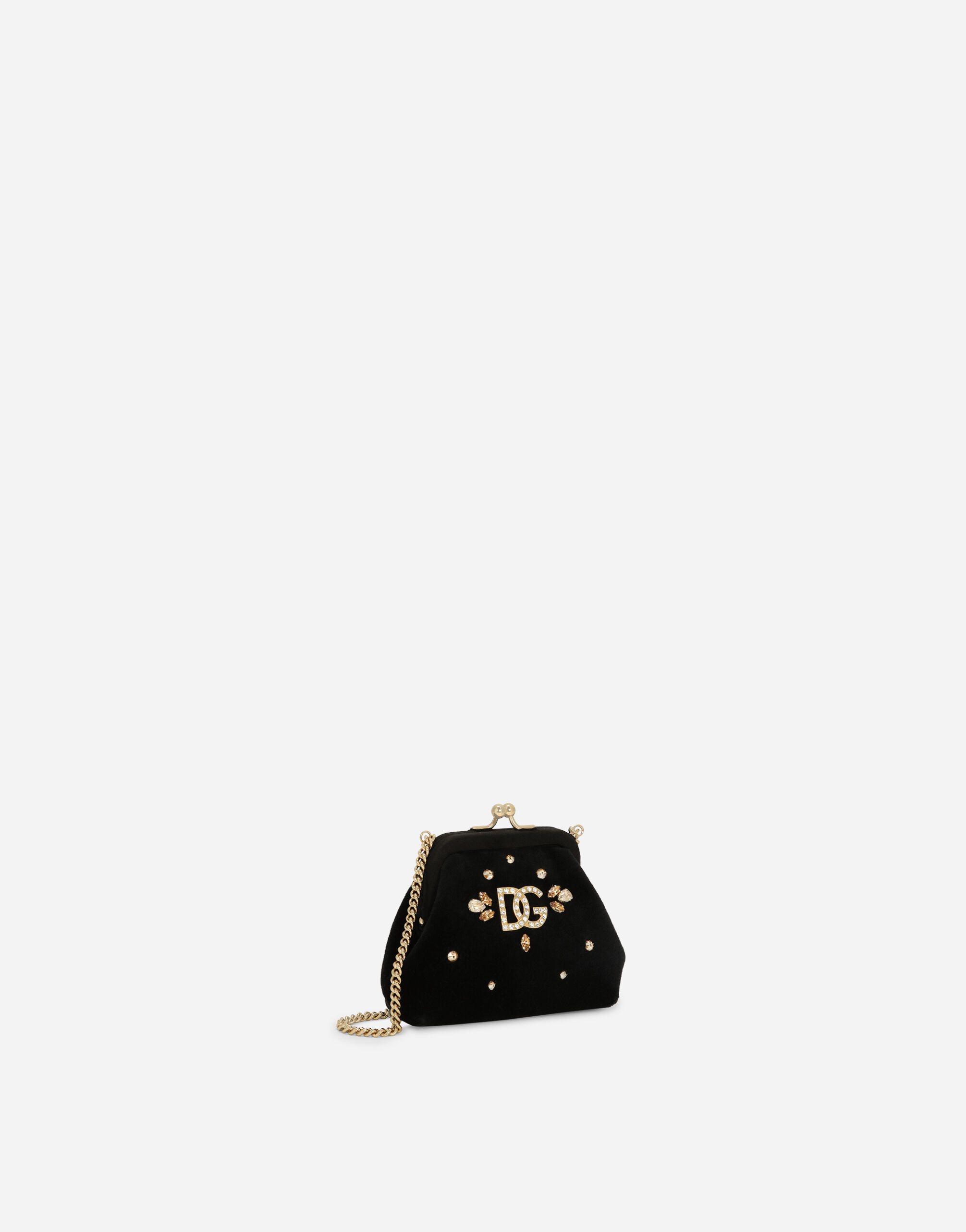 【DOLCE&GABBANA】ハンドバッグ シシリー ミニ ラインストーン Mini satin Sicily bag with fusible rhinestones in Silver for