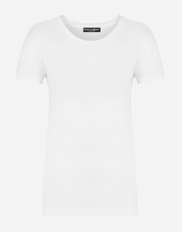 Dolce & Gabbana T-shirt mit kurzem arm aus jersey WEISS F8H32TG7TLC