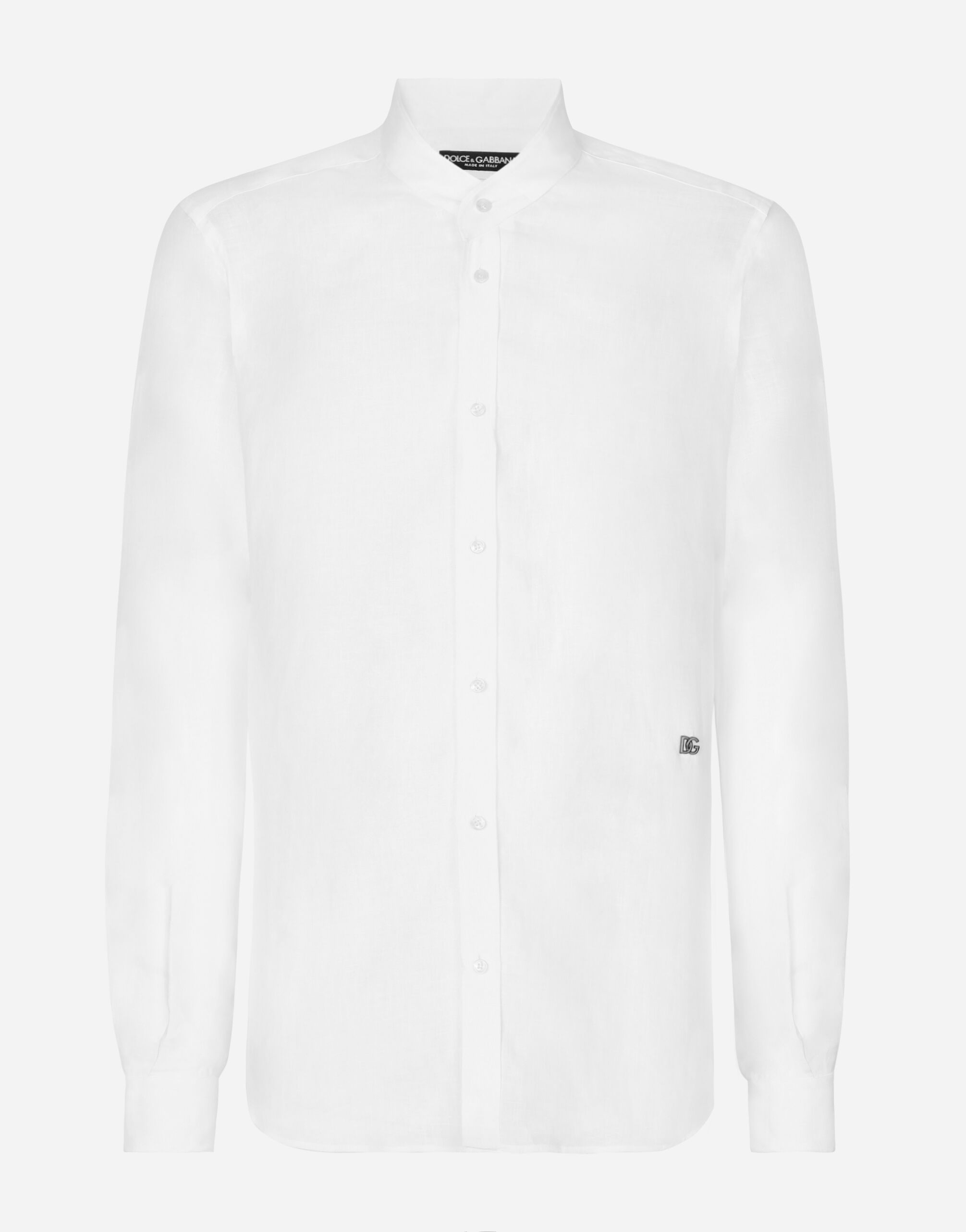 ホワイトのメンズ Linen Martini-fit shirt with DG hardware