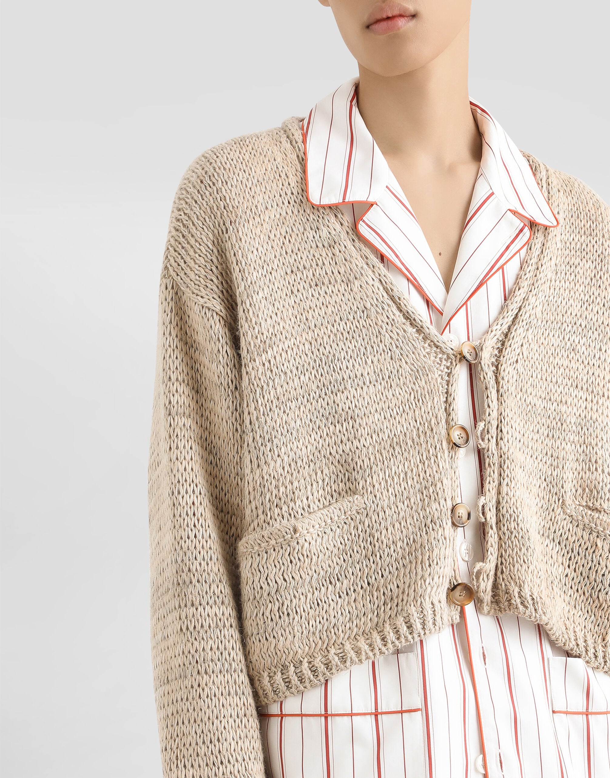 Cotton-linen cardigan in Multicolor for Men | Dolce&Gabbana®