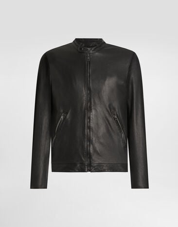 Dolce & Gabbana Leather jacket with zipper Black G9BUGLGJ744