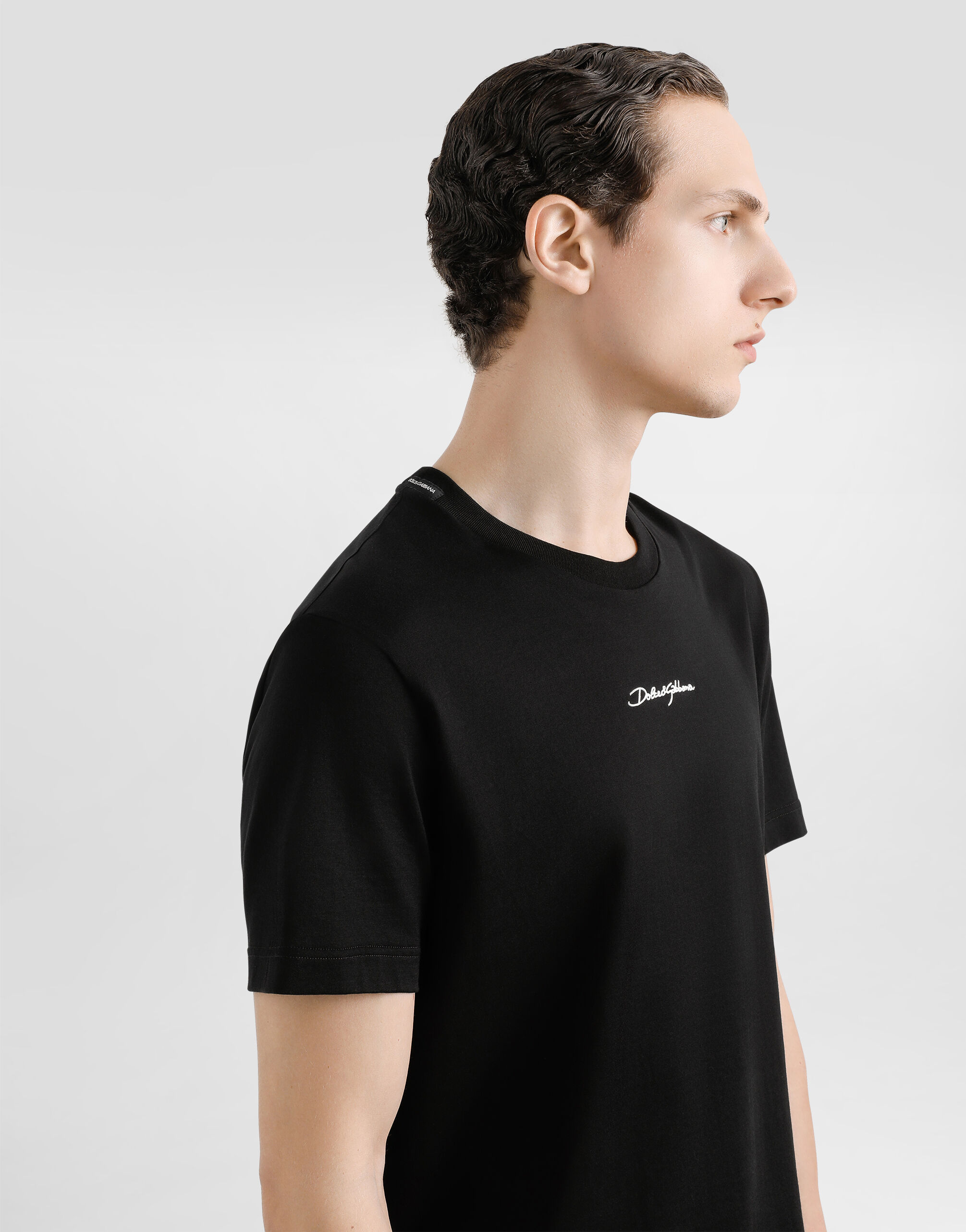 Cotton T-shirt with logo in Black for Men | Dolce&Gabbana® US